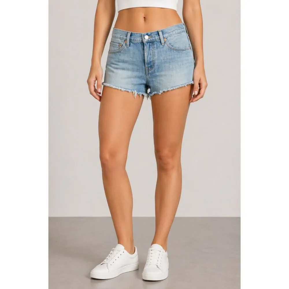 Levi's 501 Button Front Denim Shorts Light Wash Blue 31